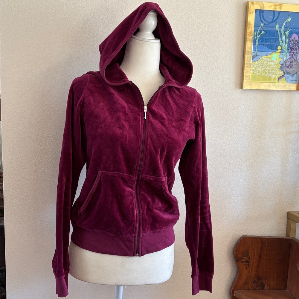 Juicy Couture Deep Berry Velour Zip Hoodie